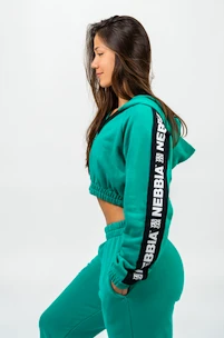 Dames hoodie Nebbia  Cropped Zip-Up Hoodie green