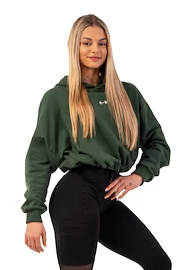 Dames hoodie Nebbia Loose Fit Crop Hoodie Iconic 421 dark green