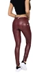 Dames legging Hugz Jeans  Wine Faux Leather Biker Mid Waist