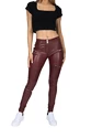 Dames legging Hugz Jeans  Wine Faux Leather Biker Mid Waist