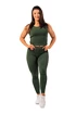 Dames legging Nebbia  Organic Cotton Ribbed High Waist Leggings 405 dark green