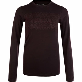 Dames T-shirt Endurance Yalia Seamless Wool Print LS Baselayer Dark Purple