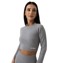 Dames T-shirt GymBeam  FLO Ribbed CropTop Grey