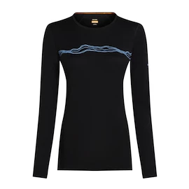 Dames T-shirt Icebreaker Merino 200 Oasis LS Crewe Mountain Pulse Black