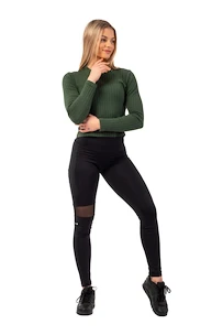 Dames T-shirt Nebbia  Organic Cotton Ribbed Long Sleeve Top 415 dark green