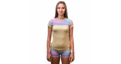 Dames T-shirt Sensor  Coolmax Impress Sand/Stripes