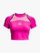 Dames T-shirt Under Armour  Run Anywhere Crop SS-PNK