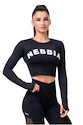 Dames top Nebbia Hero Sporty Hero crop top long sleeve black XS