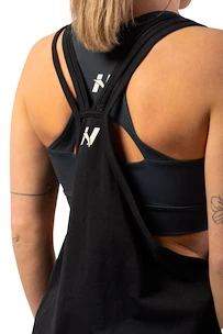 Damestop Nebbia  Sleeveless Loose Cross Back Tank Top "Feeling Good" Black S