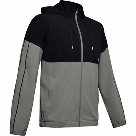 Heren hoodie Under Armour Athlete Recovery Woven Warm Up Top green