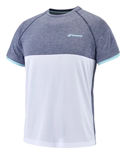 Heren T-shirt Babolat  Play Crew Neck Tee Men White/Blue Heather XXL