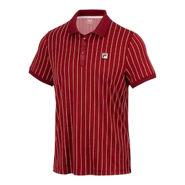 Heren T-shirt Fila Polo Stripes Björn Cabernet/White Alyssum