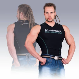 Heren T-shirt MadMax Kompresní triko bez rukávů MSW904 černozelené