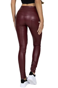 Legging Hugz Jeans  Wine Faux Leather Biker High Waist