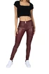 Legging Hugz Jeans  Wine Faux Leather Biker Mid Waist