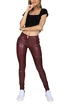 Legging Hugz Jeans  Wine Faux Leather Biker Mid Waist