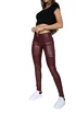 Legging Hugz Jeans  Wine Faux Leather Biker Mid Waist