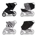 Sportieve kinderwagen Thule Urban Glide 3 Double Black + 2x Veiligheidsbeugel + Regenscherm + Muggennet